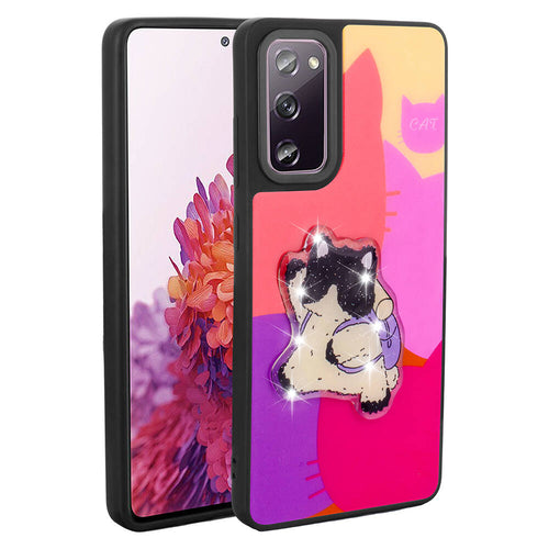 Galaxy S20 FE Kılıf Parlayan Kabartmalı İkonik Figürlü Zore Amas Silikon Kılıf - Mor