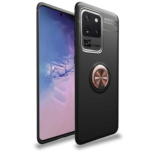 Galaxy S20 Ultra Kılıf Zore Ravel Silikon Kılıf - Siyah-Rose Gold