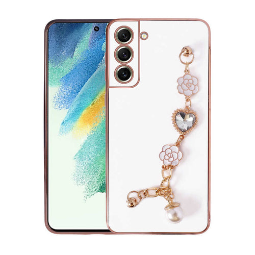Galaxy S21 FE Kılıf El Tutamaçlı Kamera Korumalı Zore Taka Silikon Kılıf - Beyaz
