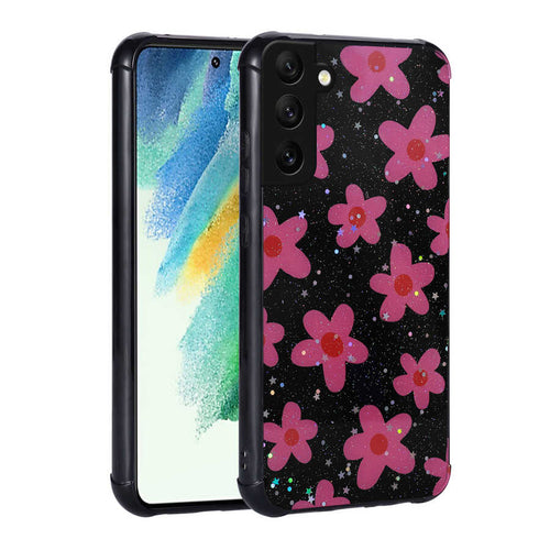 Galaxy S21 FE Kılıf Simli Desenli Kamera Korumalı Parlak Zore Popy Kılıf - Çiçek