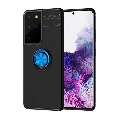 Galaxy S21 Ultra Kılıf Zore Ravel Silikon Kılıf - Siyah-Mavi