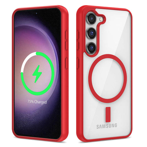 Galaxy S22 Kılıf M-safe Wireless Şarj Özellikli Silikon Zore Ege Kılıf - Kırmızı