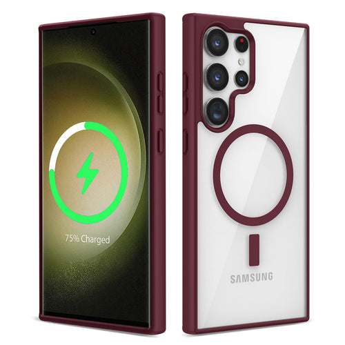 Galaxy S22 Ultra Kılıf M-safe Wireless Şarj Özellikli Silikon Zore Ege Kılıf - Koyu Kırmızı