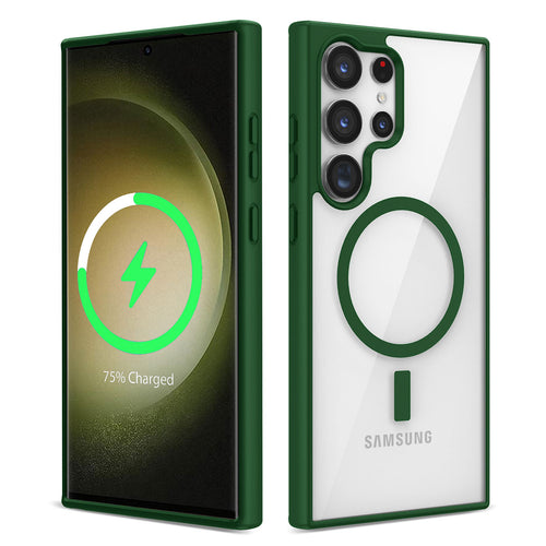 Galaxy S22 Ultra Kılıf M-safe Wireless Şarj Özellikli Silikon Zore Ege Kılıf - Yeşil