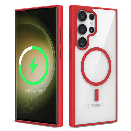 Galaxy S22 Ultra Kılıf M-safe Wireless Şarj Özellikli Silikon Zore Ege Kılıf - Kırmızı