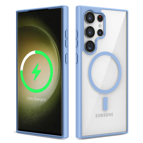 Galaxy S22 Ultra Kılıf M-safe Wireless Şarj Özellikli Silikon Zore Ege Kılıf - Mavi