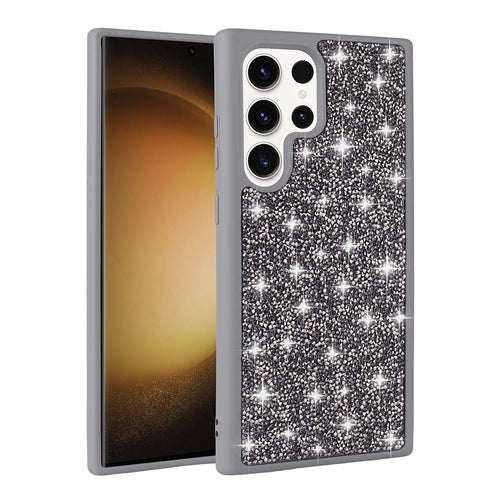 Galaxy S22 Ultra Kılıf Parlak Taşlı Tasarım Zore Pırlanta Kılıf - Gri
