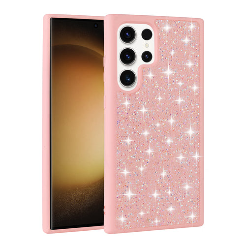 Galaxy S22 Ultra Kılıf Parlak Taşlı Tasarım Zore Pırlanta Kılıf - Pembe