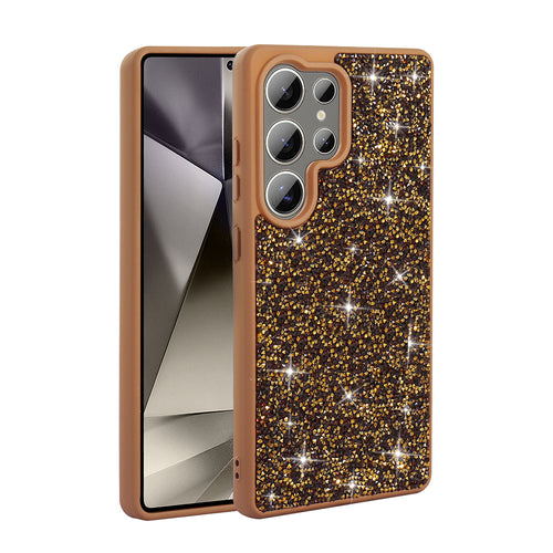 Galaxy S22 Ultra Kılıf Parlak Taşlı Tasarım Zore Pırlanta Kılıf - Gold