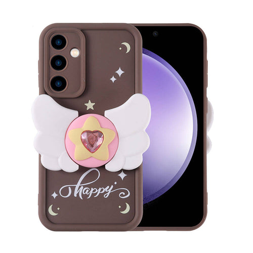 Galaxy S23 FE Kılıf Kamera Korumalı Figür Tasarımlı Zore Kapya Kılıf - Koyu Kahve