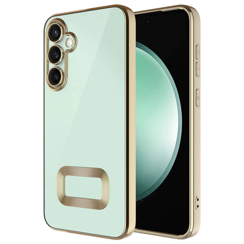 Galaxy S23 FE Kılıf Kamera Korumalı Logo Gösteren Zore Omega Kılıf - Gold