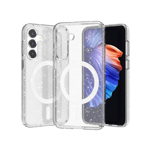 Galaxy S23 FE Kılıf M-safe Şarj Özellikli Parlayan Simli Saydam Renkli Zore Allstar Kılıf - Şeffaf