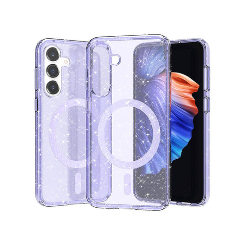 Galaxy S23 FE Kılıf M-safe Şarj Özellikli Parlayan Simli Saydam Renkli Zore Allstar Kılıf - Mor