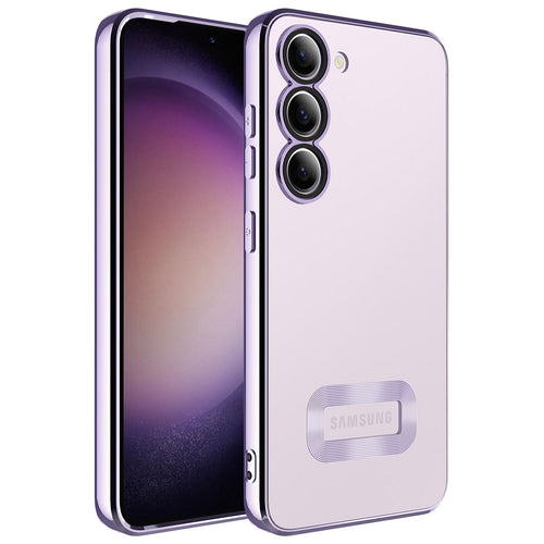 Galaxy S23 Kılıf Kamera Korumalı Logo Gösteren Zore Omega Kılıf - Lila