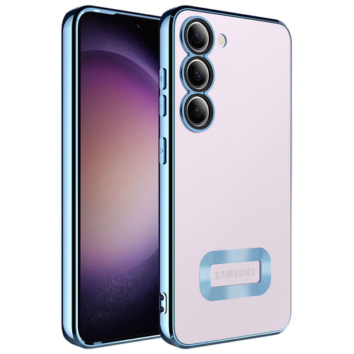 Galaxy S23 Kılıf Kamera Korumalı Logo Gösteren Zore Omega Kılıf - Sierra Mavi
