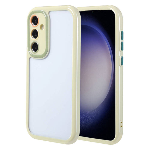 Galaxy S23 Kılıf Kamera Korumalı Renkli Kenar ve Çerçeve Tasarımlı Zore Vitamin Kılıf - Yeşil