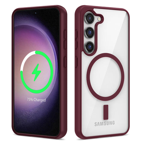 Galaxy S23 Kılıf M-safe Wireless Şarj Özellikli Silikon Zore Ege Kılıf - Koyu Kırmızı