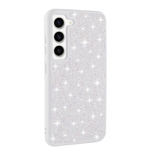Galaxy S23 Kılıf Parlak Taşlı Tasarım Zore Pırlanta Kılıf - Beyaz