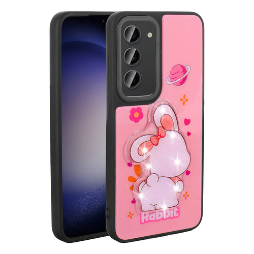 Galaxy S23 Kılıf Parlayan Kabartmalı İkonik Figürlü Zore Amas Silikon Kılıf - Pembe