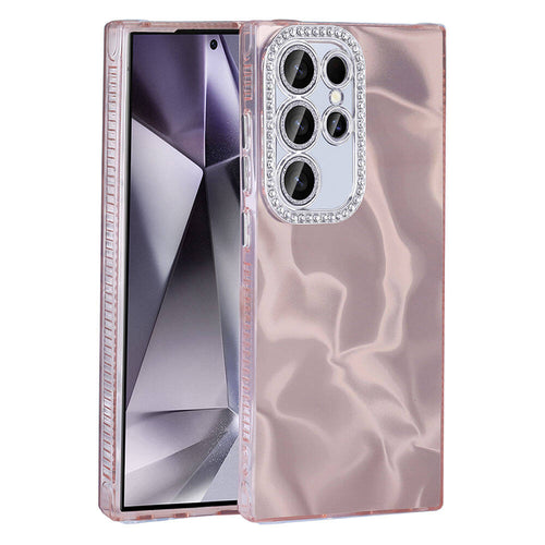 Galaxy S23 Ultra Kılıf Airbagli Parlak Taş Detay Tasarımlı Zore Esila Kılıf - Pembe