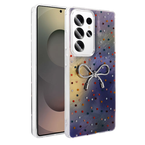 Galaxy S23 Ultra Kılıf Kamera Korumalı Figürlü Zore Ponti Silikon Kılıf - Lila