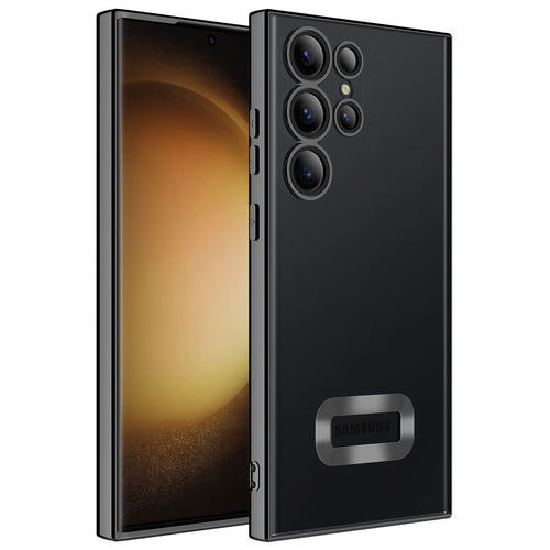 Galaxy S23 Ultra Kılıf Kamera Korumalı Logo Gösteren Zore Omega Kılıf - Siyah