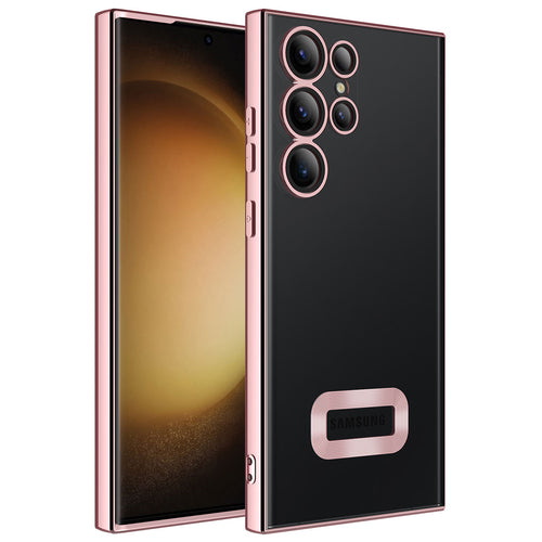 Galaxy S23 Ultra Kılıf Kamera Korumalı Logo Gösteren Zore Omega Kılıf - Rose Gold