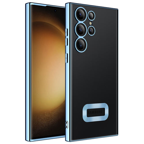 Galaxy S23 Ultra Kılıf Kamera Korumalı Logo Gösteren Zore Omega Kılıf - Sierra Mavi
