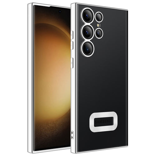 Galaxy S23 Ultra Kılıf Kamera Korumalı Logo Gösteren Zore Omega Kılıf - Gümüş