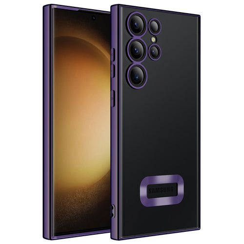 Galaxy S23 Ultra Kılıf Kamera Korumalı Logo Gösteren Zore Omega Kılıf - Derin Mor