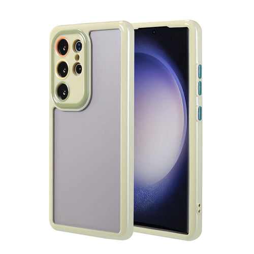 Galaxy S23 Ultra Kılıf Kamera Korumalı Renkli Kenar ve Çerçeve Tasarımlı Zore Vitamin Kılıf - Yeşil