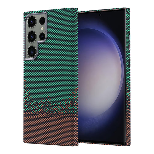 Galaxy S23 Ultra Kılıf M-safe Şarj Özellikli Karbon Fiber Görünümlü Zore Nekst Kılıf - Yeşil