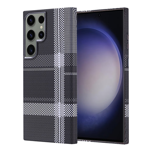Galaxy S23 Ultra Kılıf M-safe Şarj Özellikli Karbon Fiber Görünümlü Zore Nekst Kılıf - Gri-Siyah