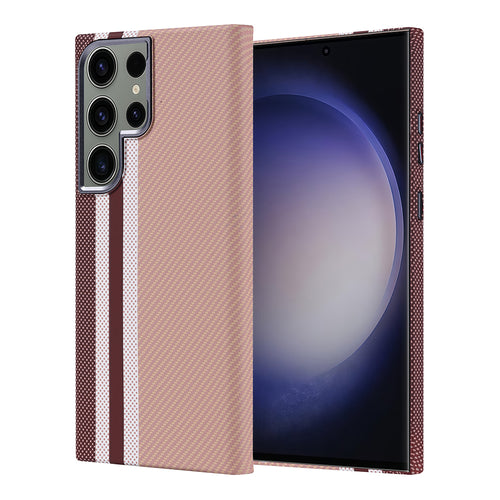 Galaxy S23 Ultra Kılıf M-safe Şarj Özellikli Karbon Fiber Görünümlü Zore Nekst Kılıf - Gold