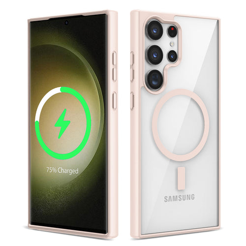 Galaxy S23 Ultra Kılıf M-safe Wireless Şarj Özellikli Silikon Zore Ege Kılıf - Pembe