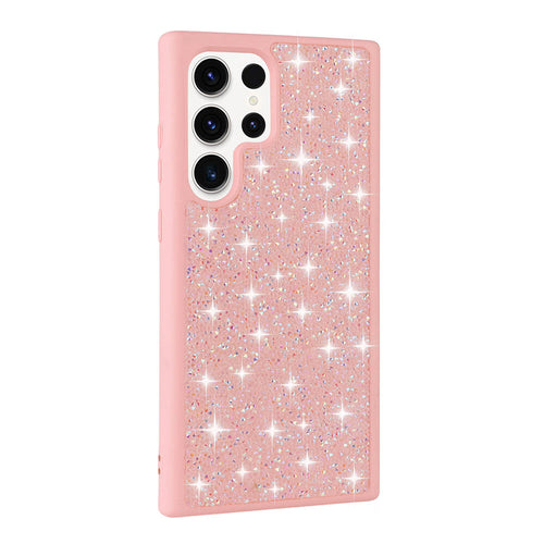 Galaxy S23 Ultra Kılıf Parlak Taşlı Tasarım Zore Pırlanta Kılıf - Pembe