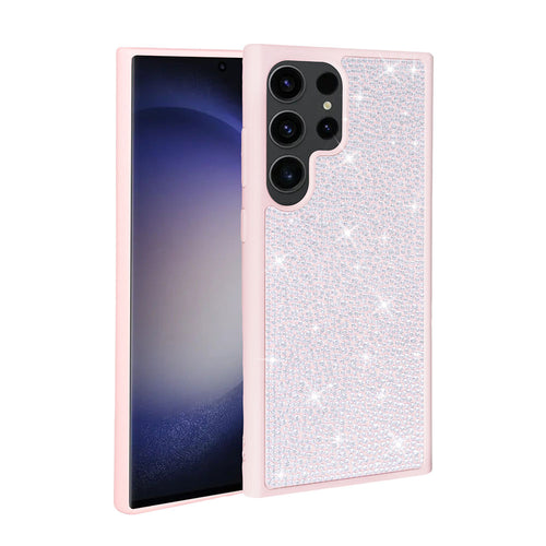 Galaxy S23 Ultra Kılıf Parlak Taşlı Tasarım Zore Ston Kılıf - Pembe