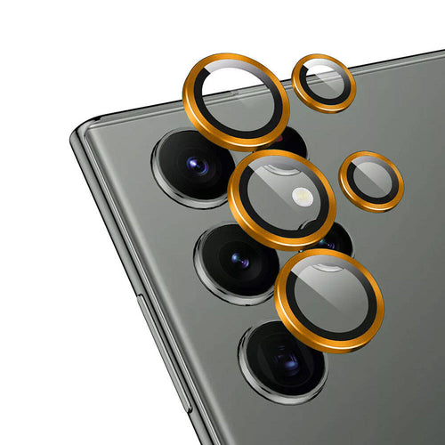 Galaxy S23 Ultra Zore CL-12 Premium Safir Parmak İzi Bırakmayan Anti-Reflective Kamera Lens Koruyucu - Turuncu
