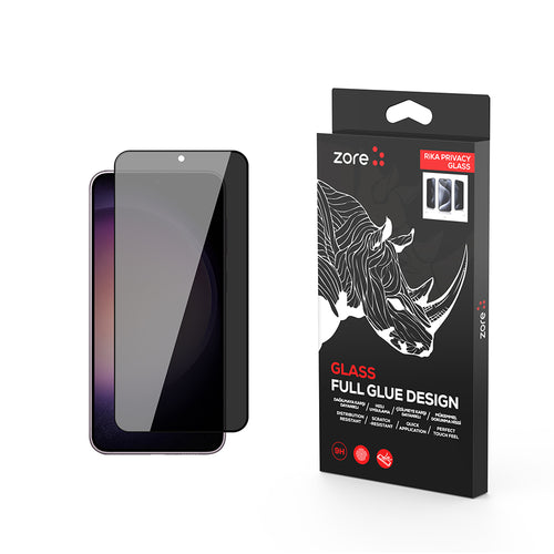 Galaxy S23 Zore Rika Premium Privacy Temperli Cam Ekran Koruyucu - Siyah