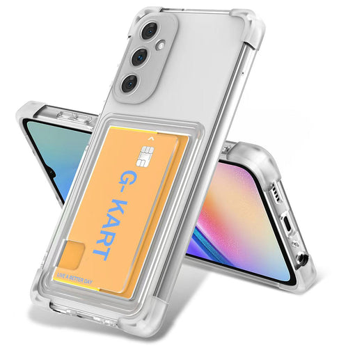Galaxy S24 FE Kılıf Airbag Tasarımlı Şeffaf Kartlıklı Zore G-Kart Kılıf - Şeffaf