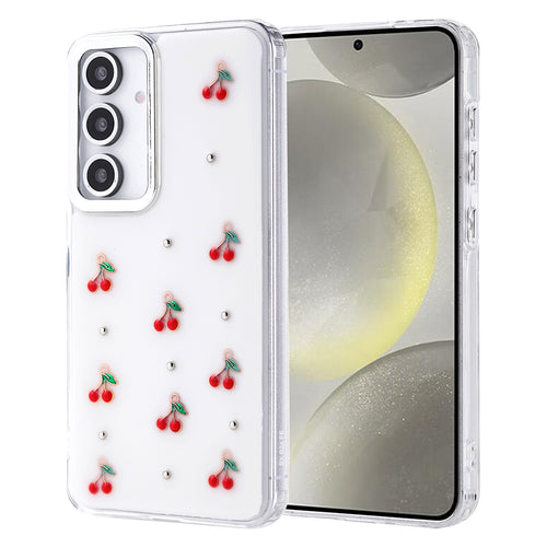 Galaxy S24 FE Kılıf Airbag Tasarımlı Simli Şeffaf Zore Kutup Kılıf - Kiraz
