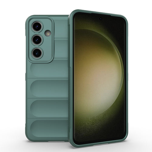 Galaxy S24 FE Kılıf Esnek TPU Oyuklu Arka Yüzey Tasarımlı Zore Etnik Silikon Kılıf - Koyu Yeşil