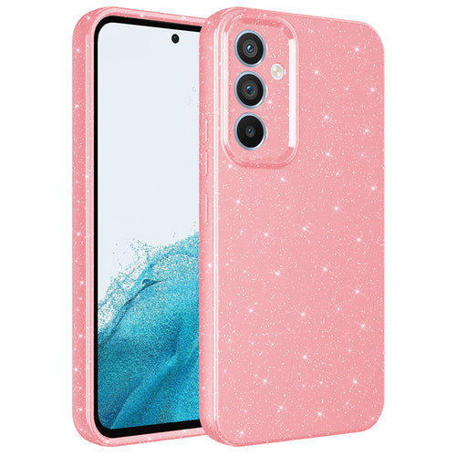 Galaxy S24 FE Kılıf Kamera Korumalı Simli Lüks Zore Koton Kılıf - Açık Pembe