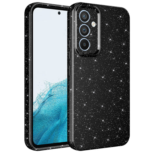 Galaxy S24 FE Kılıf Kamera Korumalı Simli Lüks Zore Koton Kılıf - Siyah