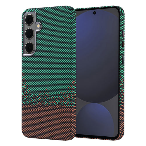 Galaxy S24 FE Kılıf M-safe Şarj Özellikli Karbon Fiber Görünümlü Zore Nekst Kılıf - Yeşil