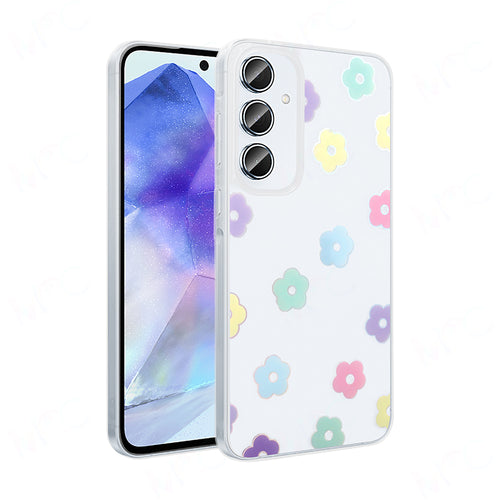 Galaxy S24 FE Kılıf Şeffaf Figürlü Zore Folk Sert Kılıf - Papatya
