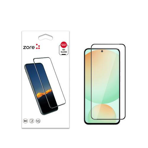 Galaxy S24 FE Zore Kenarları Kırılmaya Dayanıklı Cam Ekran Koruyucu - Siyah