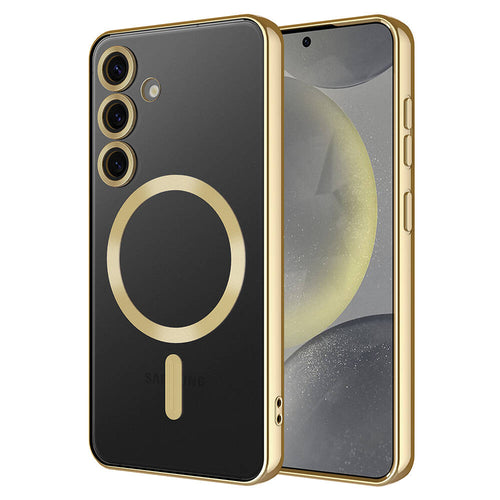 Galaxy S24 Kılıf Kamera Korumalı M-safe Wireless Şarj Özellikli Zore Demre Kılıf - Gold