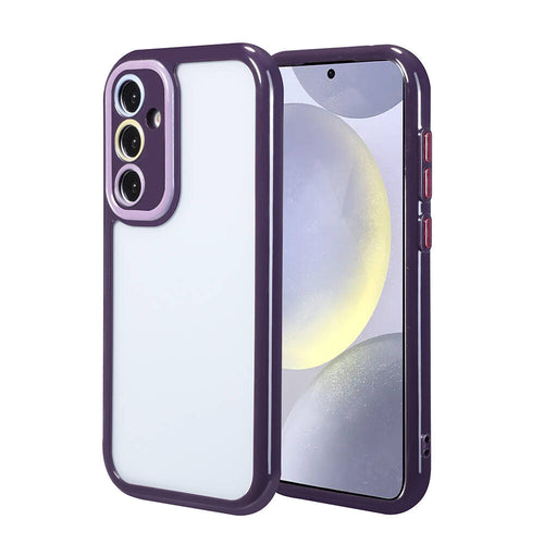 Galaxy S24 Kılıf Kamera Korumalı Renkli Kenar ve Çerçeve Tasarımlı Zore Vitamin Kılıf - Derin Mor
