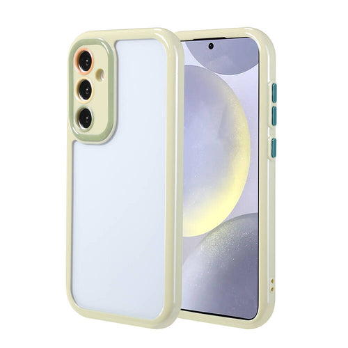 Galaxy S24 Kılıf Kamera Korumalı Renkli Kenar ve Çerçeve Tasarımlı Zore Vitamin Kılıf - Yeşil